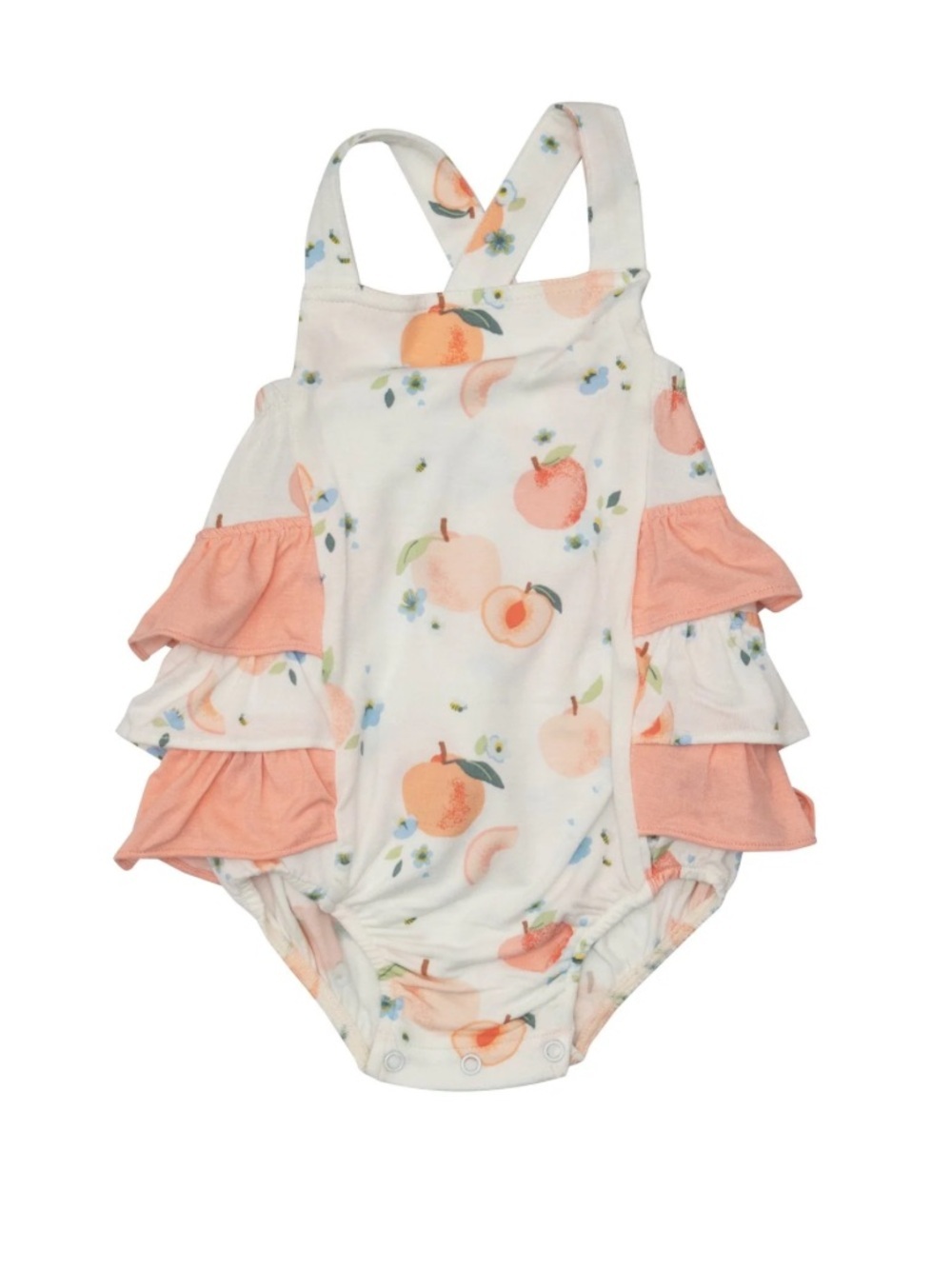 NWT Angel Dear Peaches Ruffle Sunsuit Romper Bamboo Size 0-3 months
